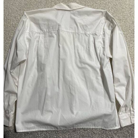 Leslie Fay Women's Size 12 Long Sleeve Embroidered Buttons Up Collared Top White - Picture 3 of 10